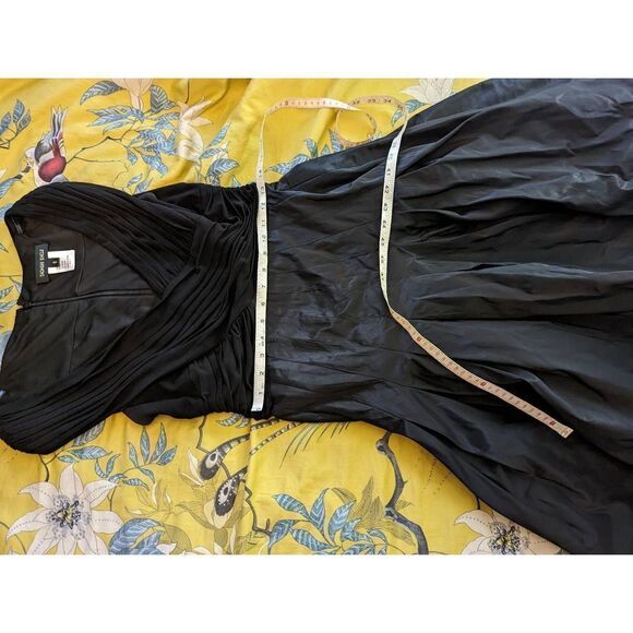 tadashi shoji black taffeta and knit midi dress sz 6 excellent condition - Picture 6 of 6